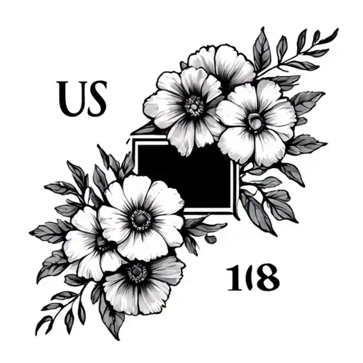US against the world saying. add flowers. add 10 next to the U and 18 next to the S tattoo design idea