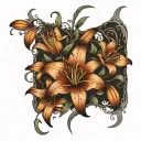 tiger lilies vine wrapping tattoo design idea