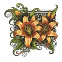 tiger lilies vine wrapping tattoo design idea