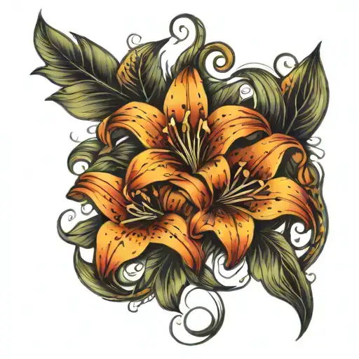 tiger lilies vine wrapping tattoo design idea