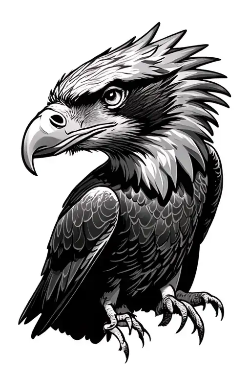 perched bald eagle tattoo design idea