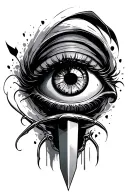 eyeball with dagger piercing tattoo design idea