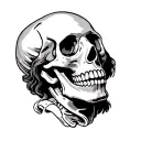 Ben Franklin skeleton skull with mouth open wide tattoo design idea