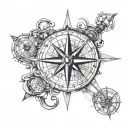 nautical chart and compass rose intertwined tattoo design idea