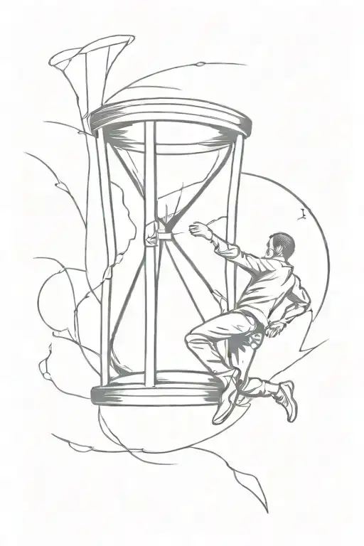 Hourglass and Falling Man: Depict a man falling through an hourglass, symbolizing the passage of time and the fleeting n tattoo design idea