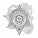create me a simple tattoo with three naruto symbols: Konoha symbol then triangular seal and moon. tattoo design idea