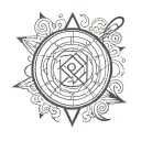 create me a simple tattoo with three naruto symbols: Konoha symbol then triangular seal and moon. tattoo design idea