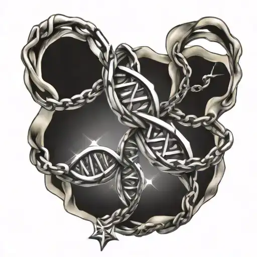 Dna chain 3 stars representing 3 brothers youngest to oldest tattoo design idea