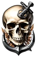 Skull, anchor, piston, spaner tattoo design idea