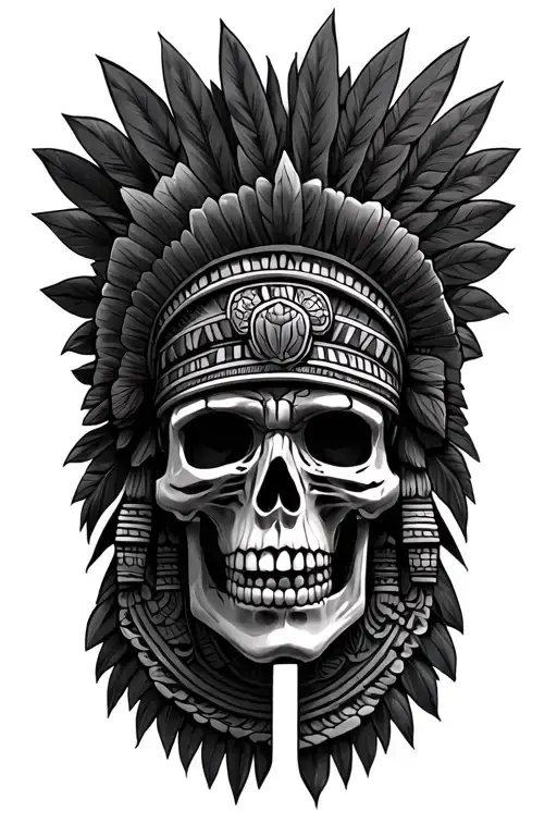 two mayan skeletons with headdress  tattoo design idea