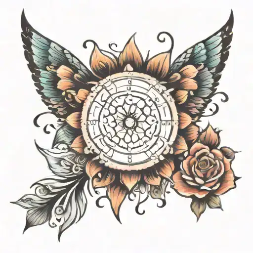 family nucleus and daughter's date of birth based tattoo design idea