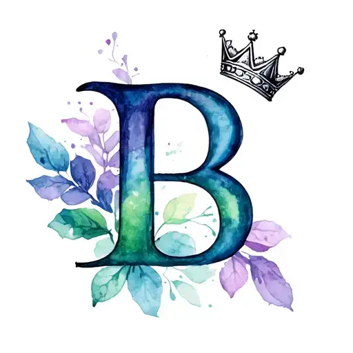 The letter B with a 3 overlapping and princess crown dangling from corner of B tattoo design idea