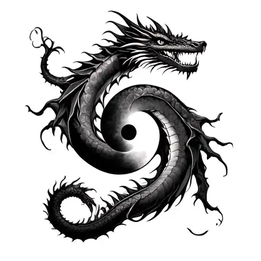 Dragon waiting as Yin Yang inside the CGBL are you are letters like hidden inside the tattoo design idea