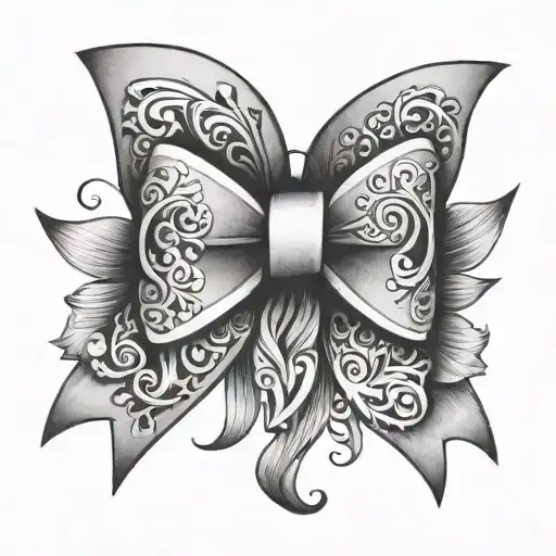 girly bow tie tattoo design idea