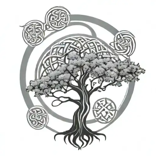Celtic tree of life with Celtic knot intertwined tattoo design idea