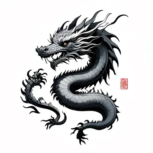 Eastern dragon tattoo design idea