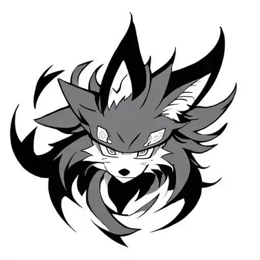 Kurama Naruto nine tails fox tattoo design idea