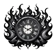 Flame clock clock tattoo design idea