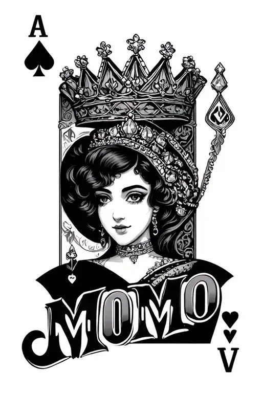 "Momo" king and queen of diamonds tattoo design idea