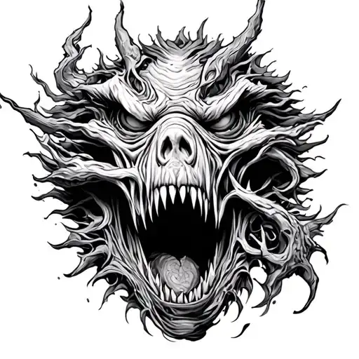 tattoo on foram a monster emerging and a peace full ness tattoo design idea