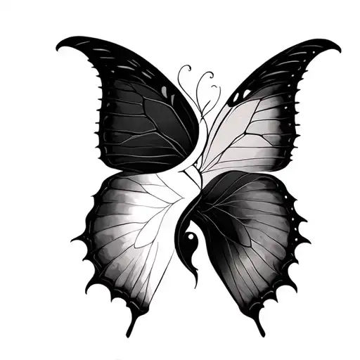 Butterfly Yin Yang tattoo design idea