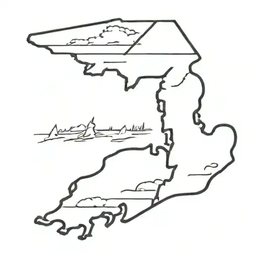 state of New Jersey sunset tattoo design idea