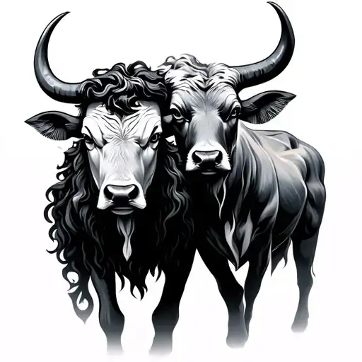 zeus and taurus bull tattoo design idea