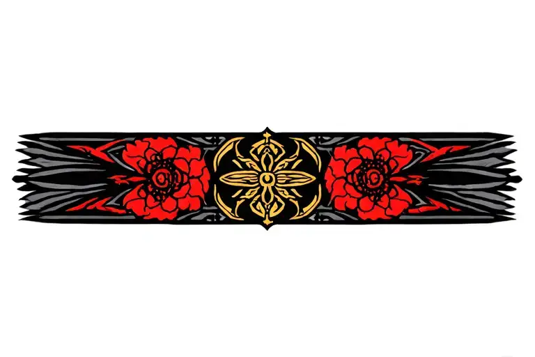 wrist band medieval, mystic, japanese tattoo design idea