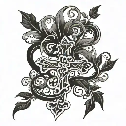 Vine Cross tattoo design idea
