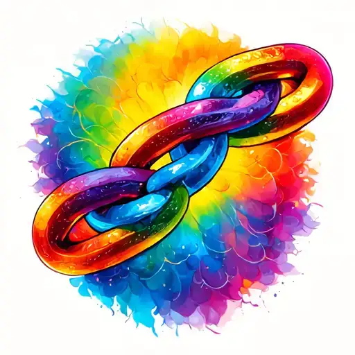 a rainbow loop like a chain seen from above with a 3 needle tattoo design idea