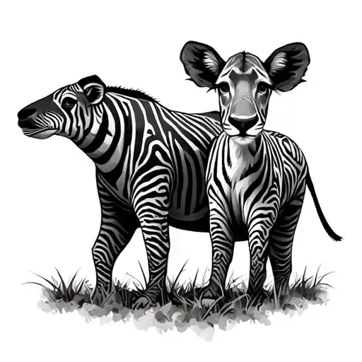 safari scene with animals tattoo design idea