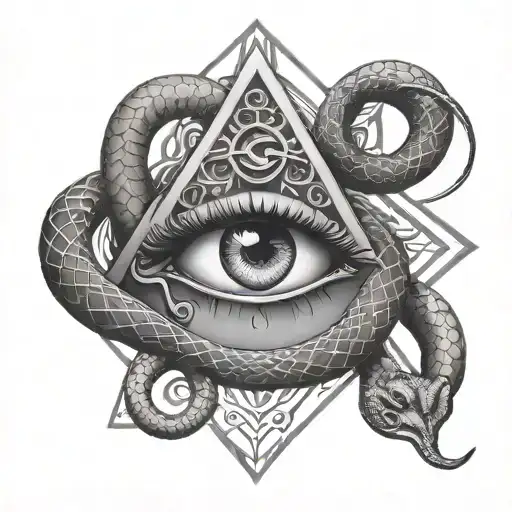 all seeing eye and snake combination tattoo tattoo design idea