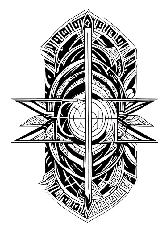 Long sagitarian astrological sign tattoo design idea
