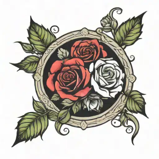 round border of 13 roses with open center surrounded tattoo design idea