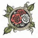round border of 13 roses with open center surrounded tattoo design idea