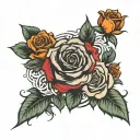 round border of 13 roses with open center surrounded tattoo design idea