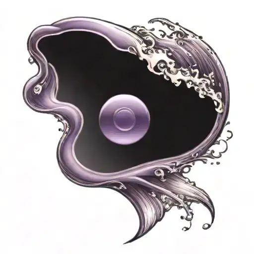 a purple button sign and waves tattoo design idea