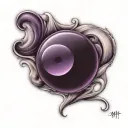 a purple button sign and waves tattoo design idea