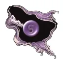 a purple button sign and waves tattoo design idea