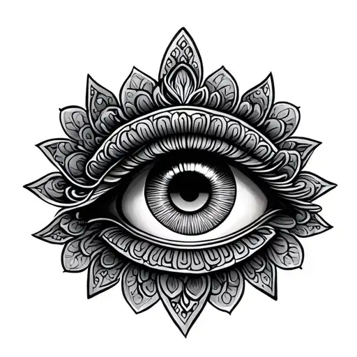 hamsa eye tattoo design idea