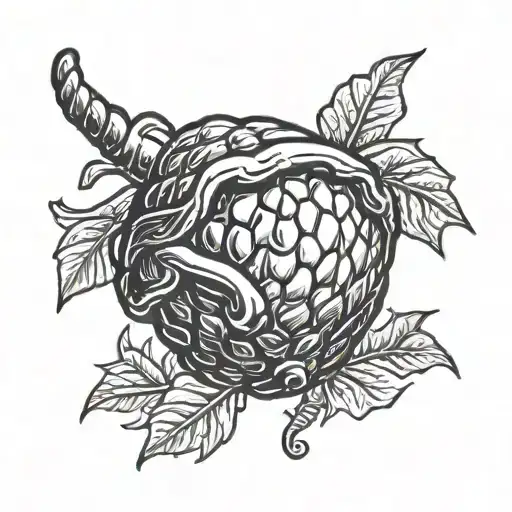 Punk, black-and-white acorn, fine line minimalist, alternative grunge tattoo design idea