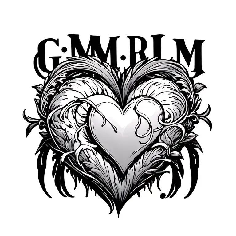 "G M R L M" heart intertwined tattoo design idea