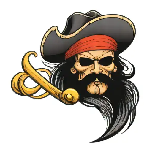pirate flag with mustache anc cowboy hat tattoo design idea