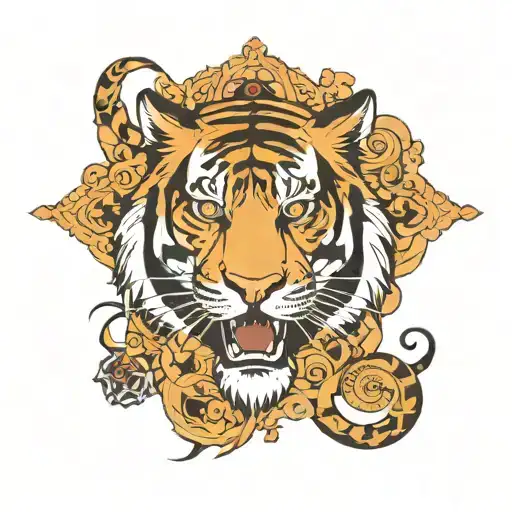 tiger tribal thigh band jesus music  tattoo design idea