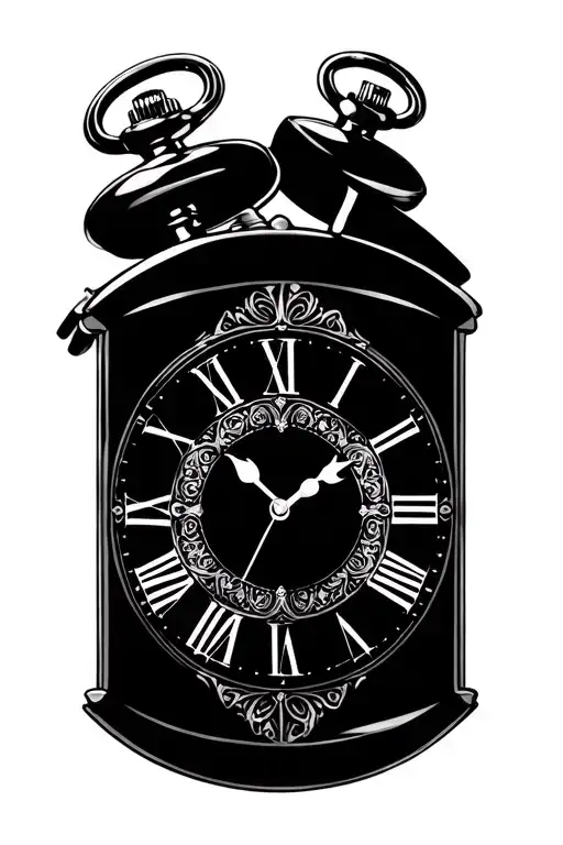 pocket watches children filigree lines tattoo design idea