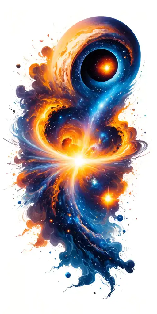 space galaxies universe planet stars blackhole destroying wormhole tattoo design idea
