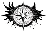 wolf compass Scorpio zodiac sign tattoo design idea