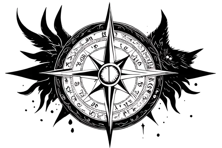 wolf compass Scorpio zodiac sign tattoo design idea