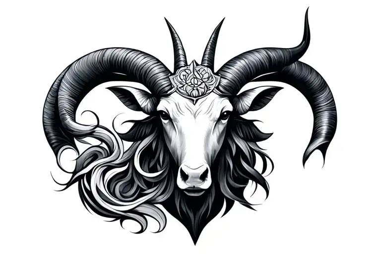Integrate elements from allthree-an ear (Shravana), sea-goat (Capricorn), and bull (Taurus)-into a cohesive design.  tattoo design idea