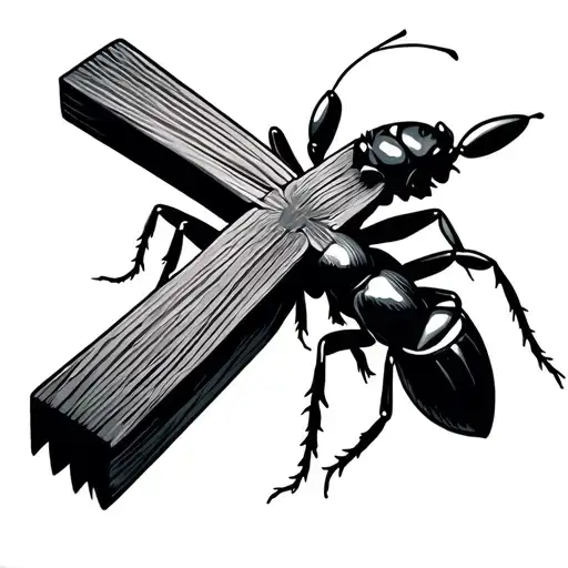 A cross and an ant tattoo design idea